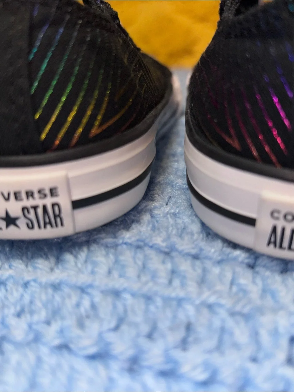 Converse Toddler size 8 All Star Black Rainbow-Stripe Low Top Sneakers